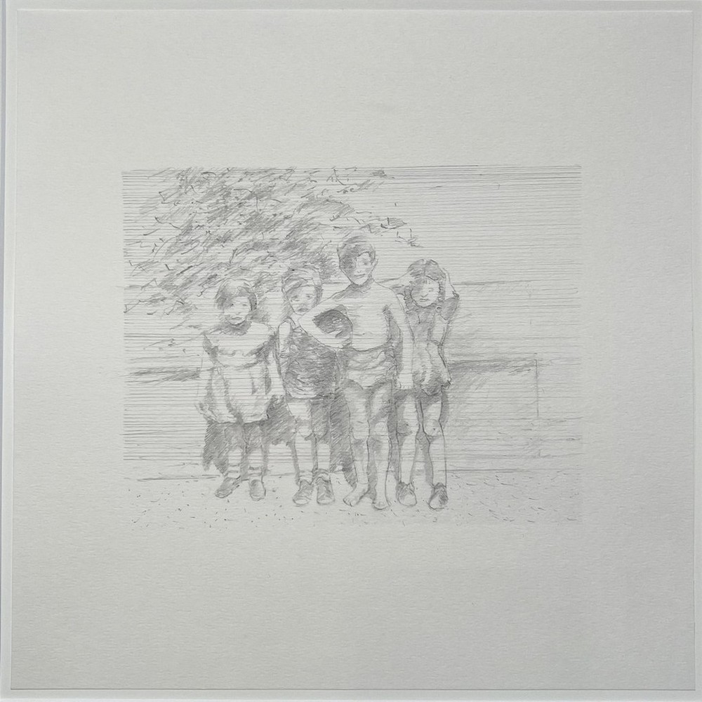 Sommer, Sonne, Kinderspiel - 30 x 30 cm - Graphit auf Papier